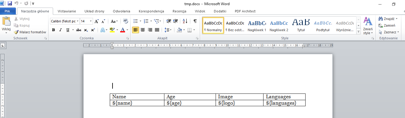 Table Template